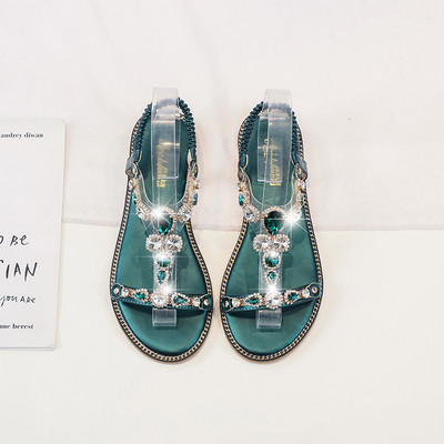 Γυναικεία μοντέρνα πέδιλα από οικολογικό δέρμα με διακοσμητικές πέτρες