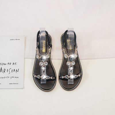 Γυναικεία μοντέρνα πέδιλα από οικολογικό δέρμα με διακοσμητικές πέτρες