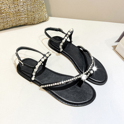 Нов модел дамски сандали с камъни и перли