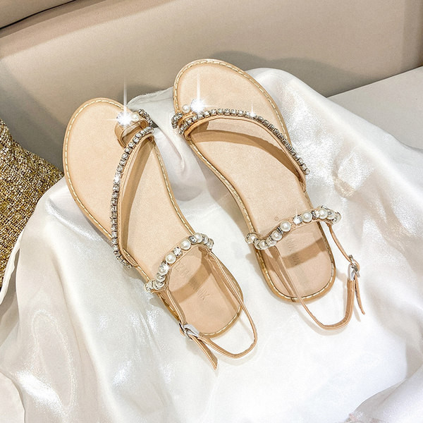 Нов модел дамски сандали с камъни и перли