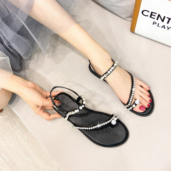 Нов модел дамски сандали с камъни и перли