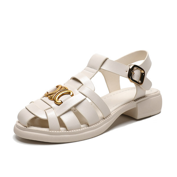 Дамски сандали от еко кожа с  метална декорация