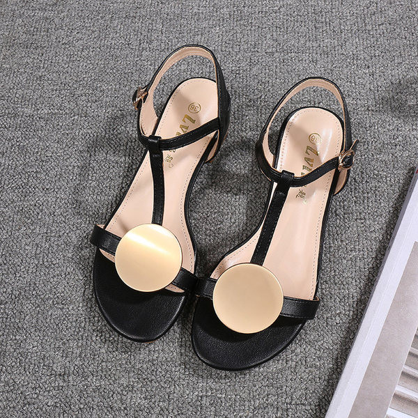 Ženske kožne sandale na četvrtastu petu od 3 cm