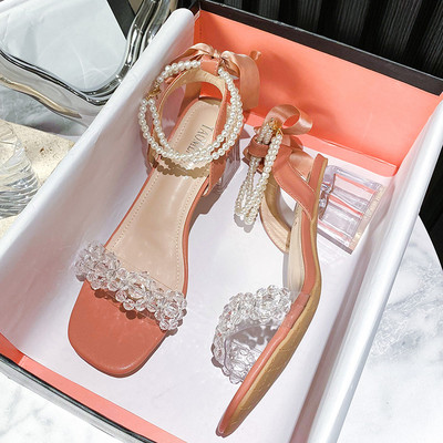 Μοντέρνα γυναικεία σανδάλια με πέτρες και πέρλες