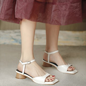 Дамски сандали с каишки от еко кожа -4см ток