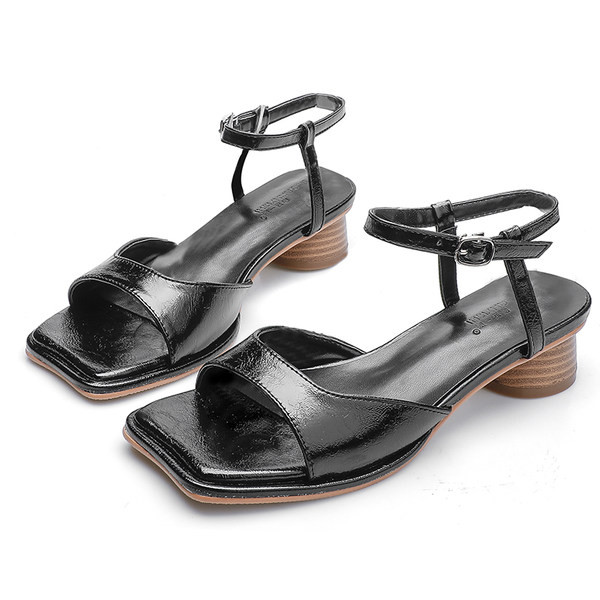 Дамски сандали с каишки от еко кожа -4см ток