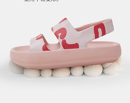 Sandale casual cu talpă din silicon și bretele cu model