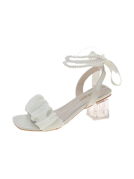 Moderne ženske sandale s perlama i trakom