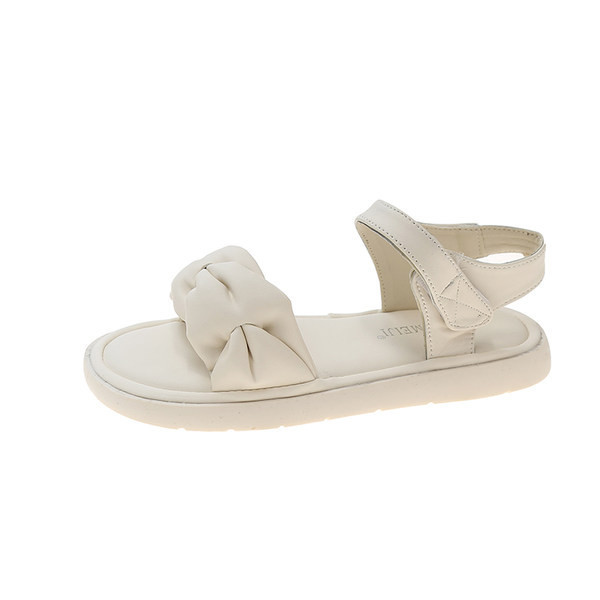 Γυναικεία σανδάλια από οικολογικό δέρμα με επίπεδη σόλα και κούμπωμα velcro