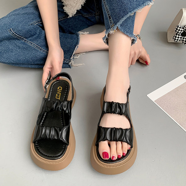 Γυναικεία casual πέδιλα πλατφόρμα  από οικολογικό δέρμα