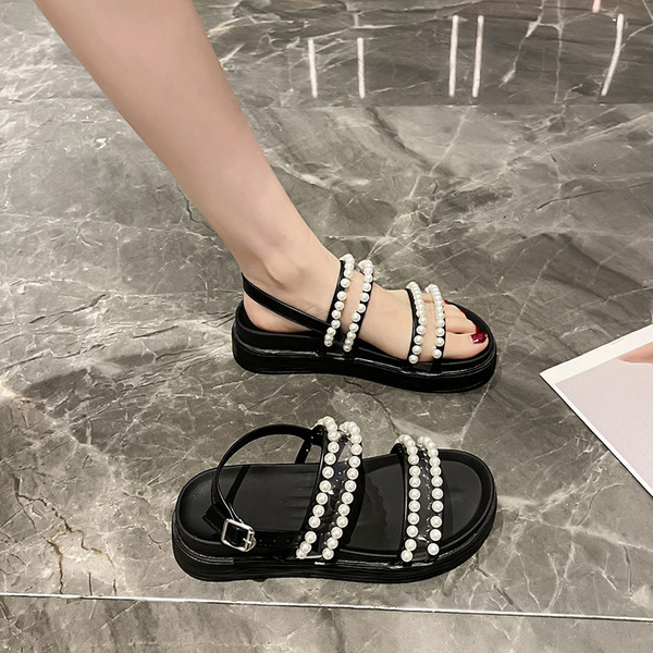 Moderne ženske sandale sa ukrasnim perlicama