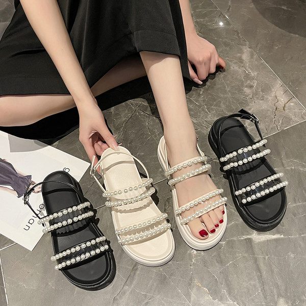 Moderne ženske sandale sa ukrasnim perlicama