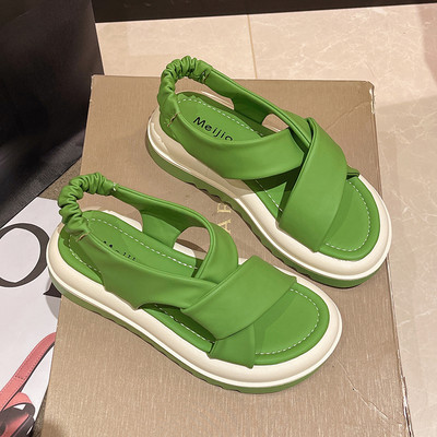 Нов модел дамски сандали с каишки от еко кожа