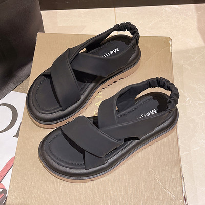 Нов модел дамски сандали с каишки от еко кожа