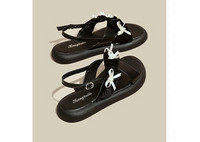 Дамски ежедневни сандали от еко кожа с панделки