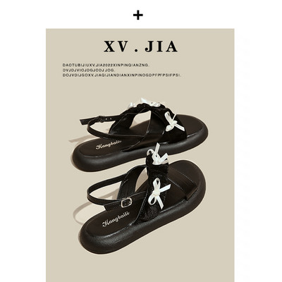 Дамски ежедневни сандали от еко кожа с панделки