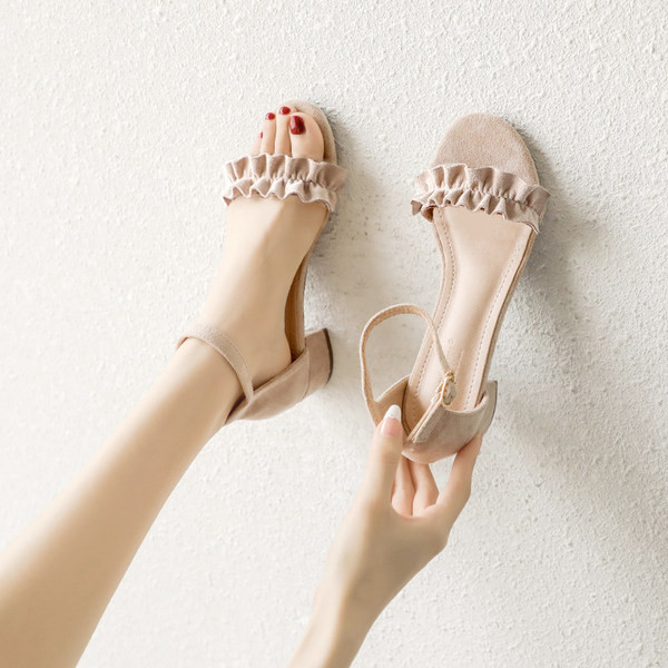 Ženske antilop sandale sa petom od 5cm i metalnom kopčom