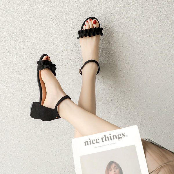 Ženske antilop sandale sa petom od 5cm i metalnom kopčom