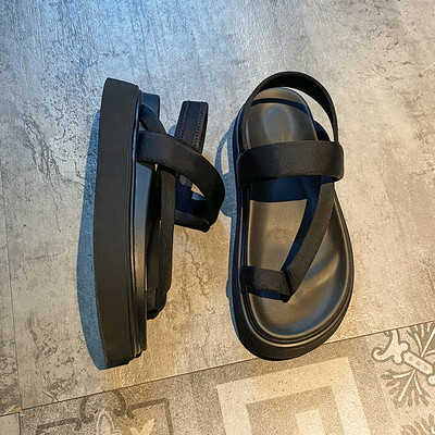 Γυναικεία casual πέδιλα με φλατ σόλα - μαύρο και πράσινο χρώμα