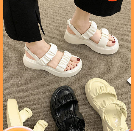 Ljetne sandale sa nabranim remenčićima od eko kože - dva modela