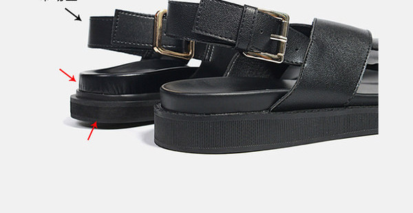 Нов модел дамски кожени сандали с катарама -черен цвят