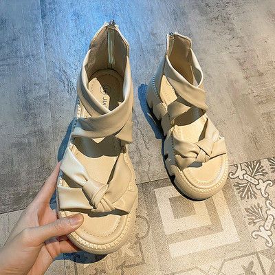 Γυναικεία μοντέρνα σανδάλια από οικολογικό δέρμα και κλείσιμο με φερμουάρ