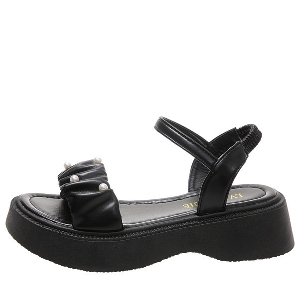 Γυναικεία πέδιλα από οικολογικό δέρμα με διακόσμηση με πέρλες