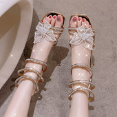 Ženske moderne sandale sa ukrasnim kamenčićima i petom 3,5cm