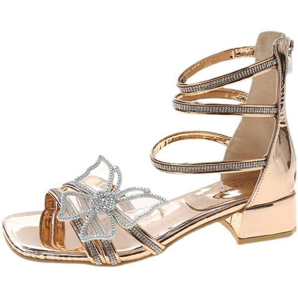 Ženske moderne sandale sa ukrasnim kamenčićima i petom 3,5cm