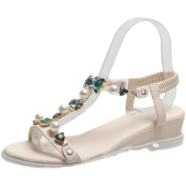 Casual πέδιλα για γυναίκες με πέτρες και πέρλες