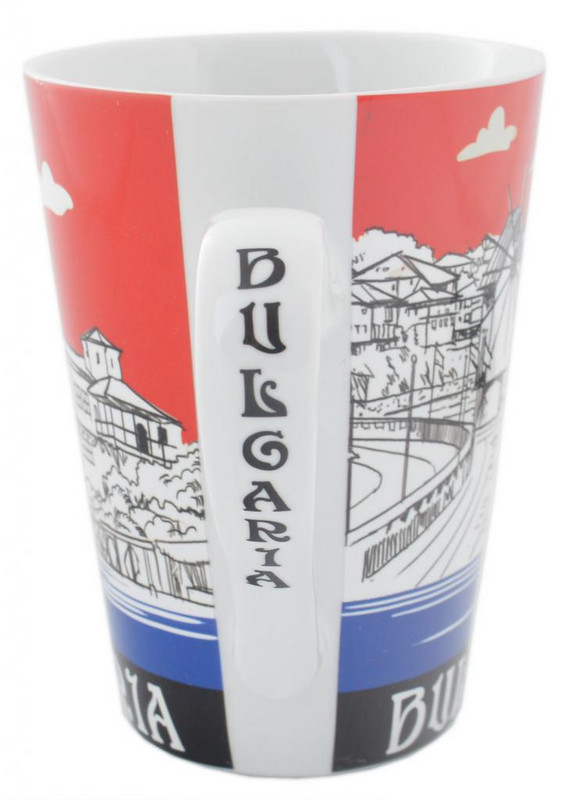 Чаша за чай, България, Керамична ,Червен/Бял