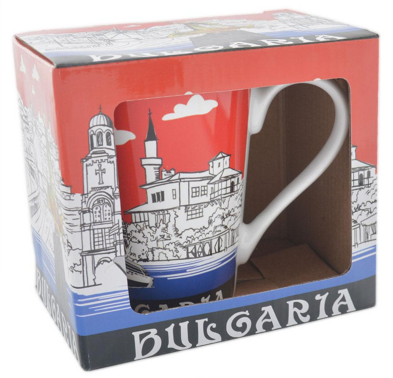 Чаша за чай, България, Керамична ,Червен/Бял