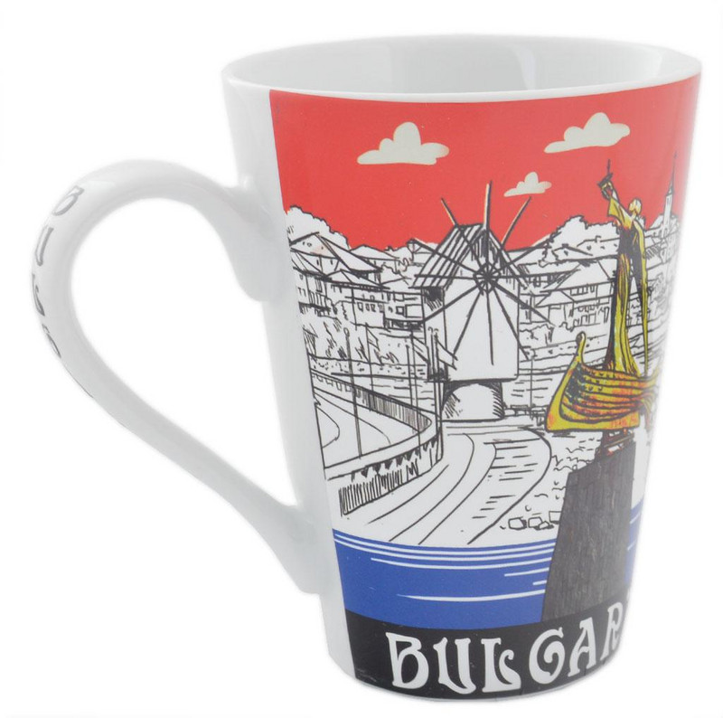 Чаша за чай, България, Керамична ,Червен/Бял