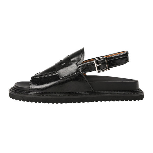 Κλασικά έκο δερμάτινα σανδάλια μοντέλου με μεταλλική αγκράφα