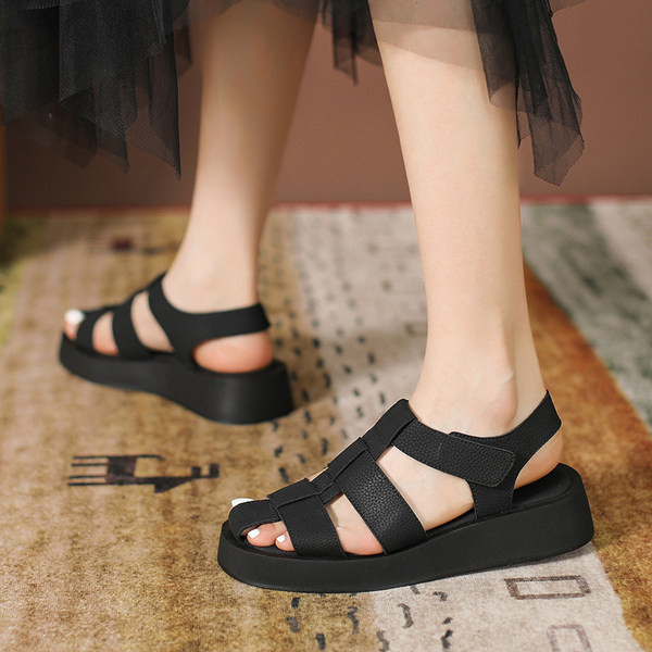 Casual πέδιλα από οικολογικό δέρμα με κλείσιμο με velcro