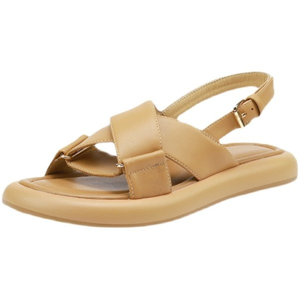 Γυναικεία σανδάλια κλασικό μοντέλο από οικολογικό δέρμα με μεταλλικό κούμπωμα