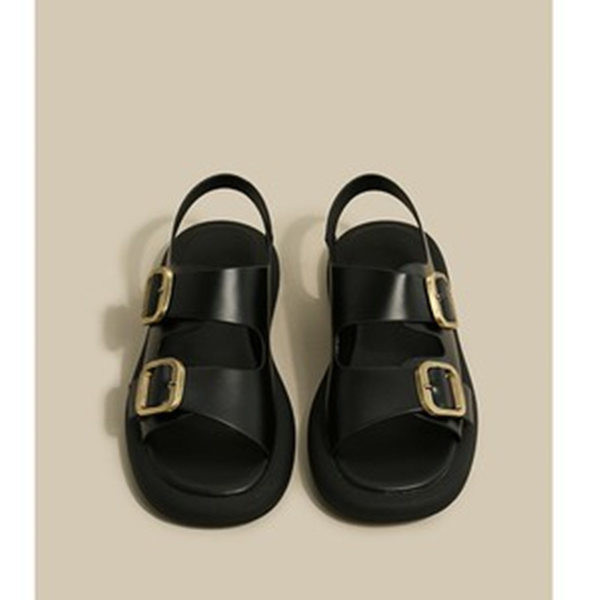 Ženske ležerne sandale s metalnom kopčom i ravnim potplatom