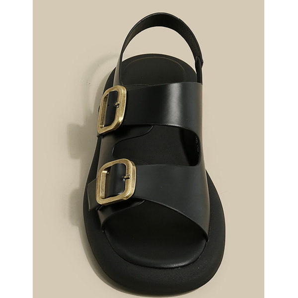 Ženske ležerne sandale s metalnom kopčom i ravnim potplatom