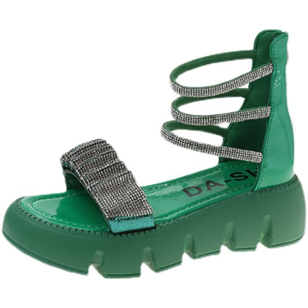 Ženske sandale s ukrasnim kamenčićima i efektom biranja