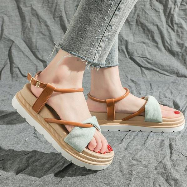 Casual γυναικεία πέδιλα με ψηλή σόλα 5εκ