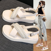 Γυναικεία πέδιλα με πέρλες casual