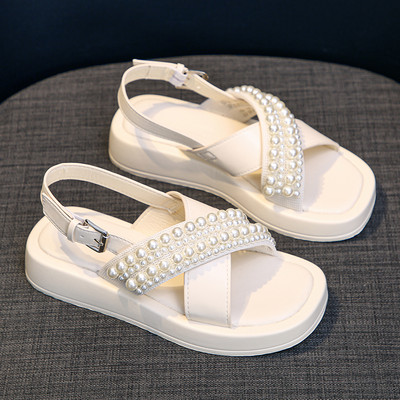 Γυναικεία πέδιλα με πέρλες casual