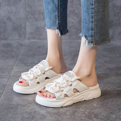 Γυναικείες casual παντόφλες με κορδόνια