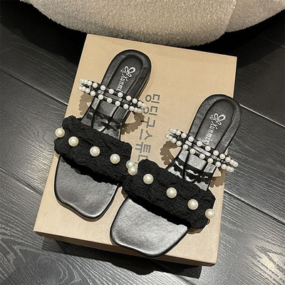 Casual γυναικείες παντόφλες με πέρλες σε τρία χρώματα