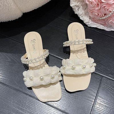 Casual γυναικείες παντόφλες με πέρλες σε τρία χρώματα