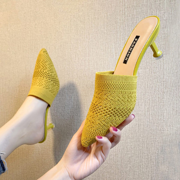 Ženske špicaste papuče s visokom petom 6,5 cm