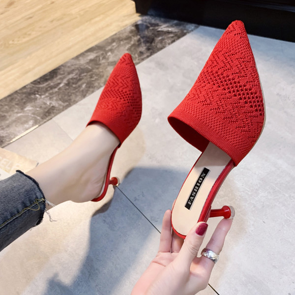 Ženske špicaste papuče s visokom petom 6,5 cm