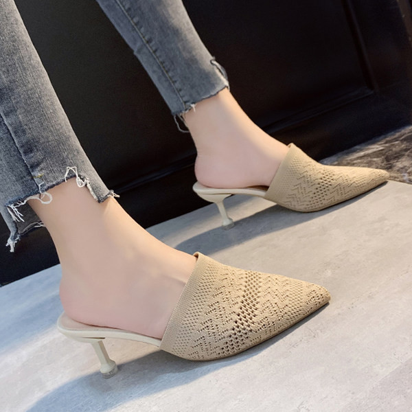 Ženske špicaste papuče s visokom petom 6,5 cm