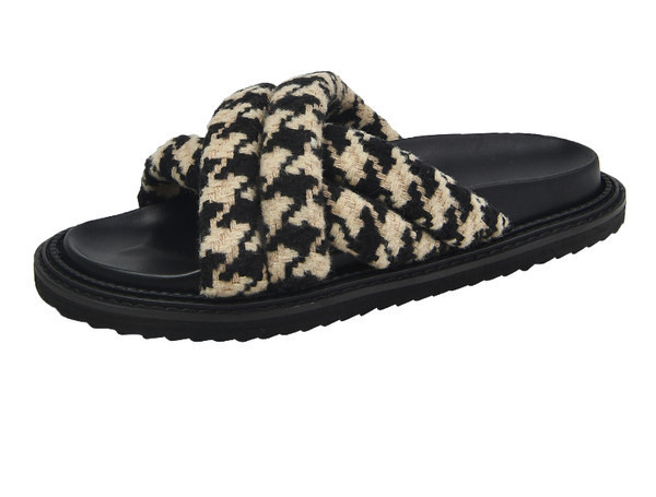 Ženske tekstilne papuče s ravnim potplatom