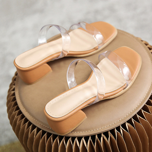 Ženske papuče sa silikonskim remenčićima i niskom petom